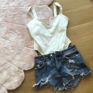 Hand painted denim shorts